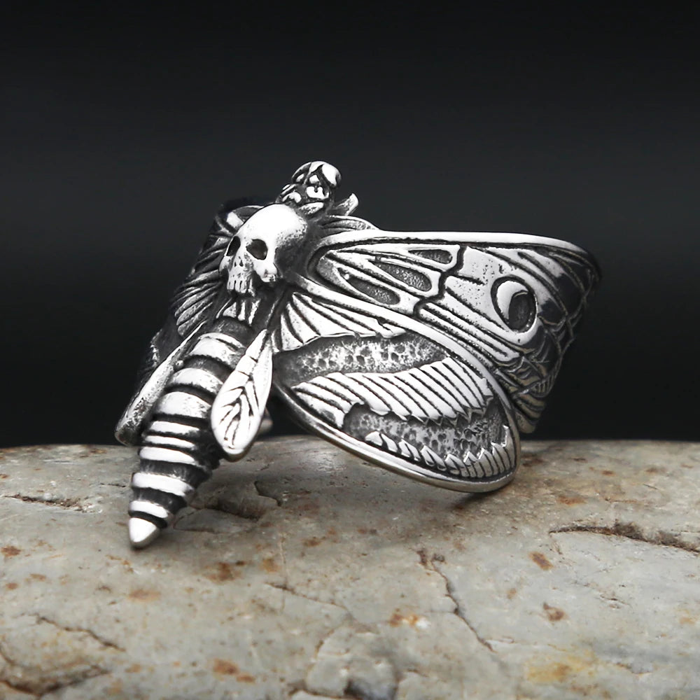 Butterfly Skull Steel Ring Gothic Punk Motorcycle
