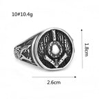 Vintage Viking Rings for Men Stainless Steel Nordic Warrior Shield Viking Rune Ring Fashion Amulet Jewelry Gift