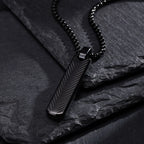 Vnox Stainless Steel Vertical Bar Necklaces for Men Boys, Black Simple Metal Pillar Pendant, Casual Neck Collar