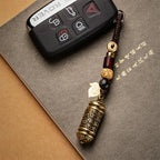 1Pcs Vintage Hollow Brass Buddha Bottle Sutra Cylinder Pendant Car Keychain Lucky Hangings Leather Bag Lanyard Key Ring