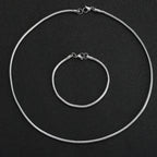 Silver-Tone Snake Chain Necklace Bracelet Set, 3mm