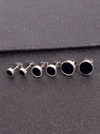 Round Stud Earrings 3 Pairs Set 6mm 8mm 10mm — Stainless Steel