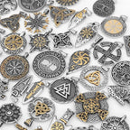 Nordic Totem Amulet Rune Necklace Retro Geometric Pattern Stainless Steel Jewelry Viking Punk Pendant Men's Fashion