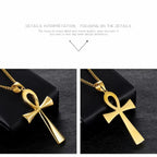 Gold Cross Ankh Pendant Necklace Stainless Steel