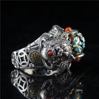 Divine Beast Coin Ring — Ethnic Buddhist Bead Ring for Men