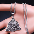 Triquetra Pentagram Triple Moon Necklace — Stainless Steel