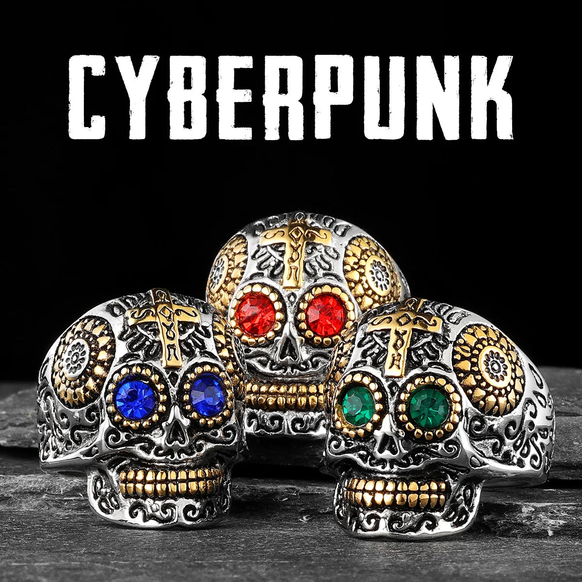 Cyberpunk Skull Ring — Stainless Steel