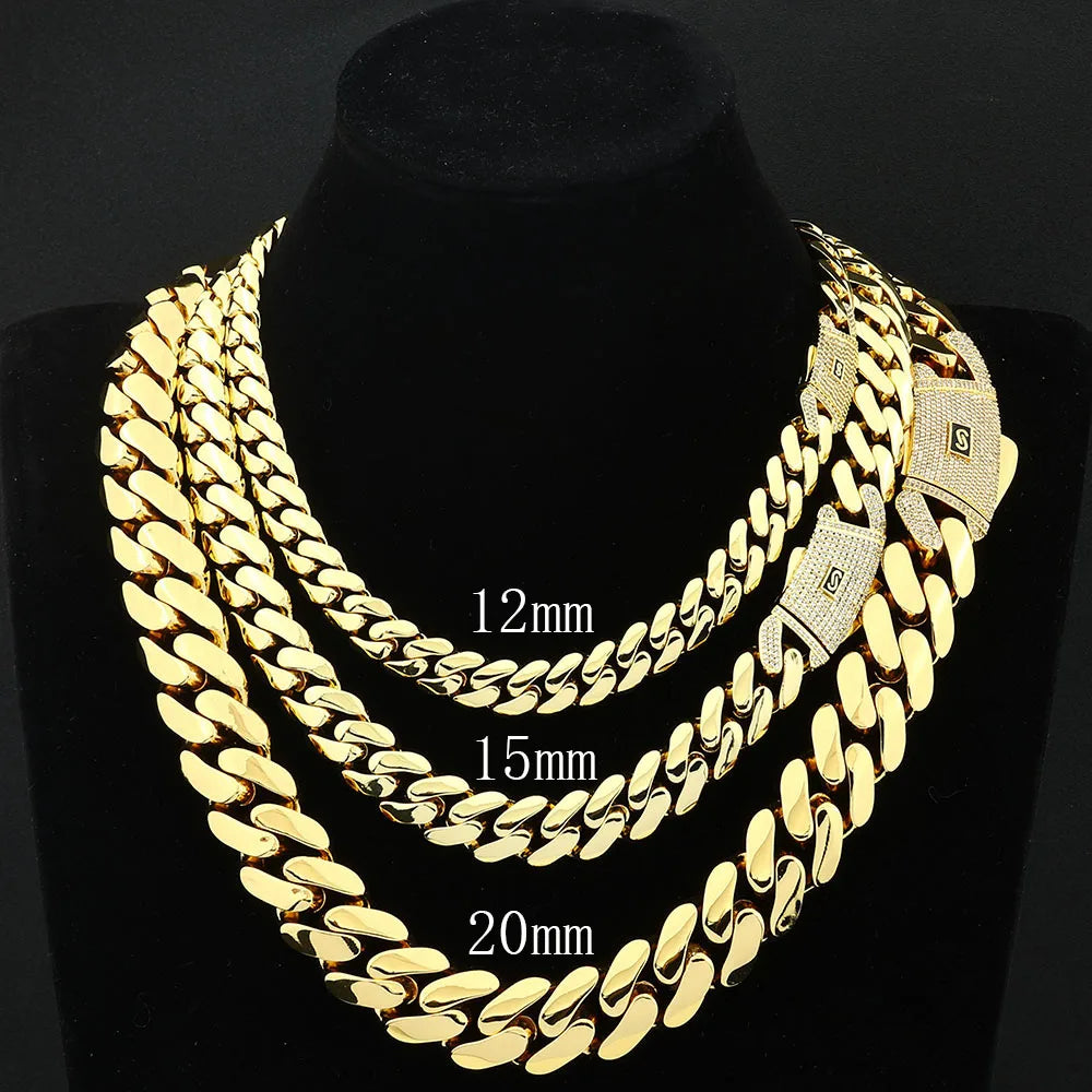 Cuban Chain Gold Iced Out 12/15/20MM Necklace