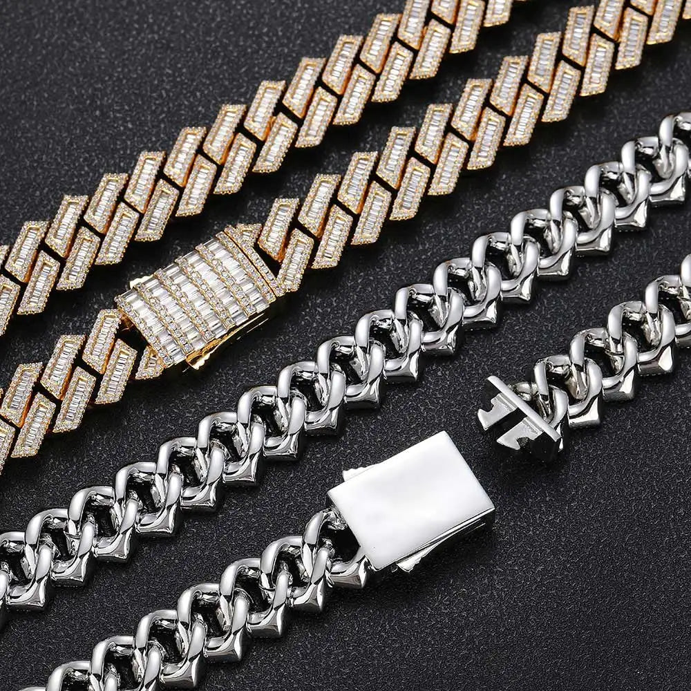 Iced Out Cuban Chain Necklace Stainless Steel 18/19MM
