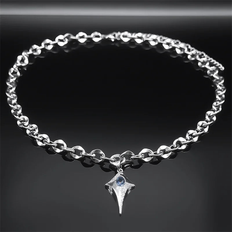 Star Steel Pendant Punk Kpop Shiny Bling Choker