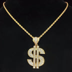 Men Women Hip Hop Dollar Pendant Necklace with 13mm Cuban Chain Hiphop Iced out pendants Necklaces Fashion Punk Jewelry