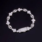 Two-Tone Cross Bracelet 18K Gold Silver CZ
