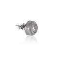 Iced Out Round CZ Stud Earrings Stainless Steel