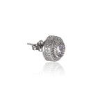 Iced Out Round CZ Stud Earrings Stainless Steel