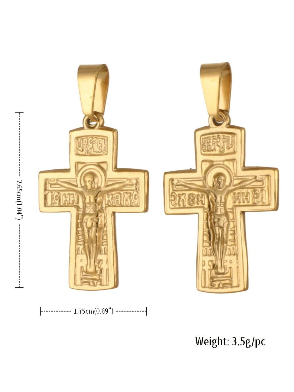 Russian Orthodox Crucifix Cross Pendant — Stainless Steel