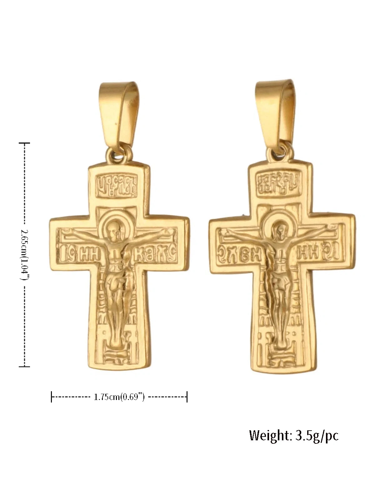 Russian Orthodox Crucifix Cross Pendant — Stainless Steel