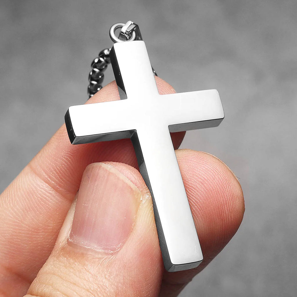 Cross Gemstone Pendant — Stainless Steel