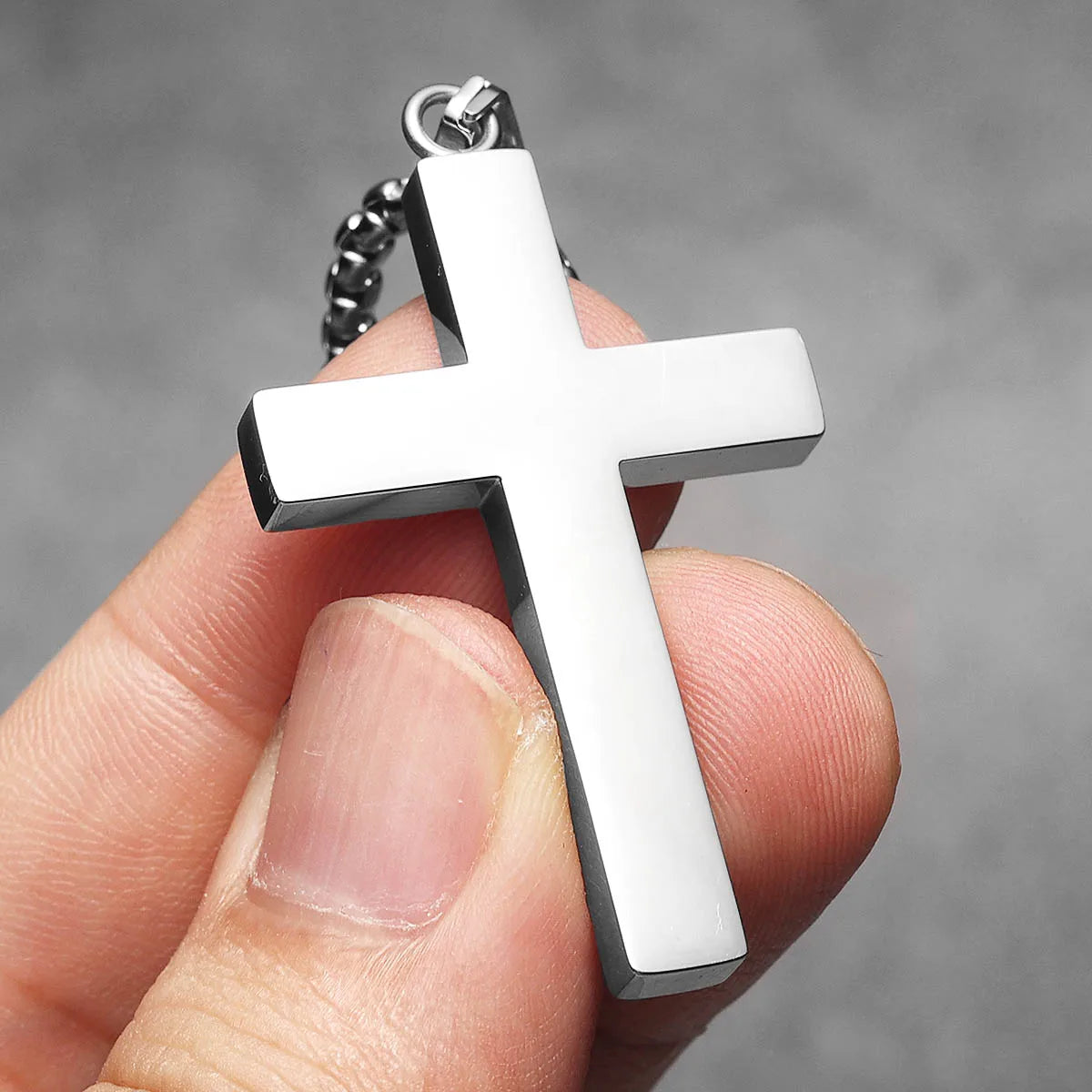 Cross Gemstone Pendant — Stainless Steel