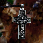New Design 316L Stainless Steel Cross Jesus Pendant Necklace Unique Vintage Christian Fashion Male Amulet Jewelry Gift Wholesale