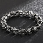 Gothic Stainless Steel Bracelets Man 12MM Wide Wolf Head Link Chain Bracelet for Men Wrist Strap Punk Nordic Viking