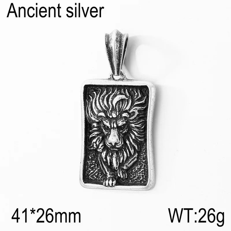 Retro Lion Pendant Motorcycle Necklace — Stainless Steel