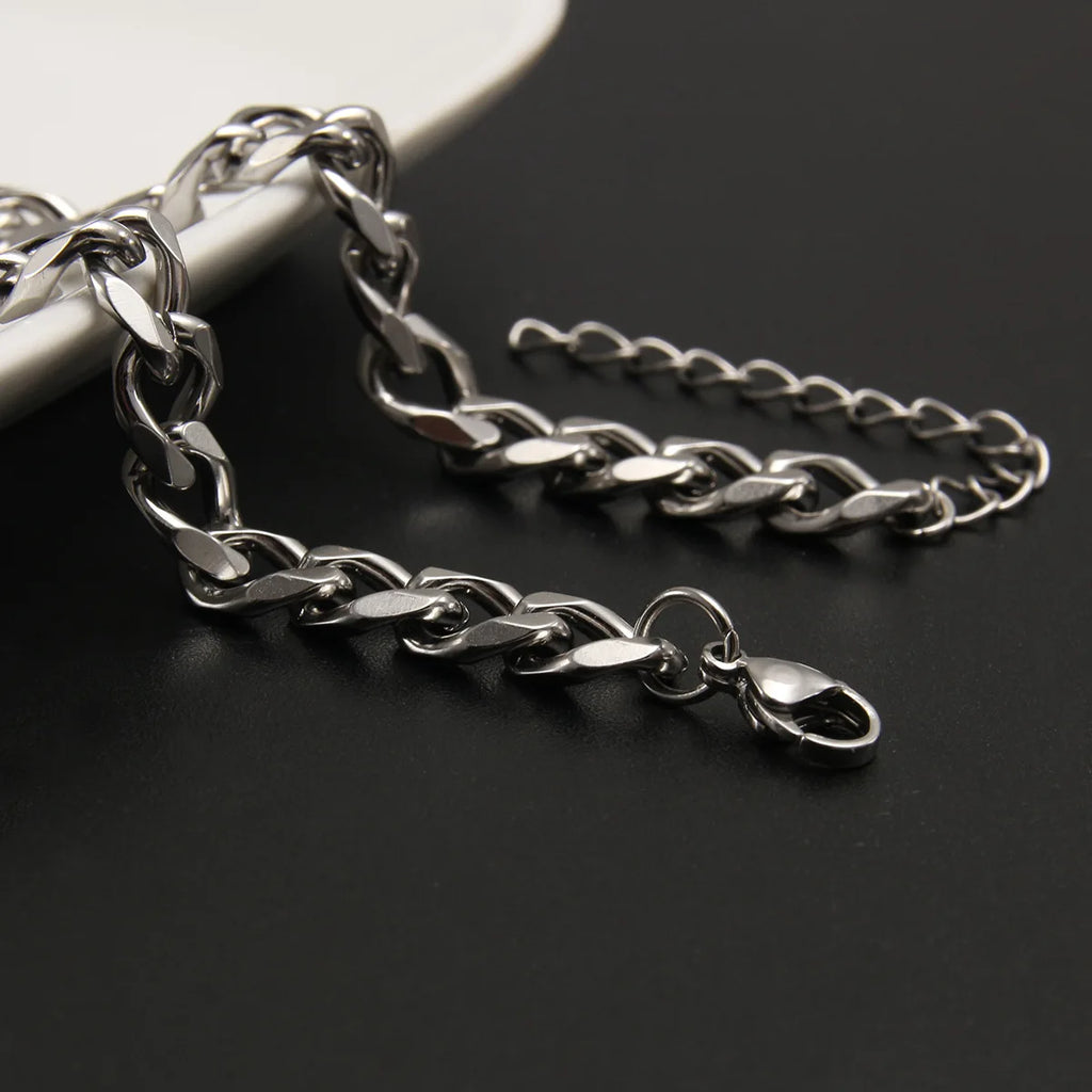3.5-7MM Stainless Steel Chain Bracelets For Men Women Punk Curb Cuban Link Chain Bangle Fashion Party Never Fade Jewelry