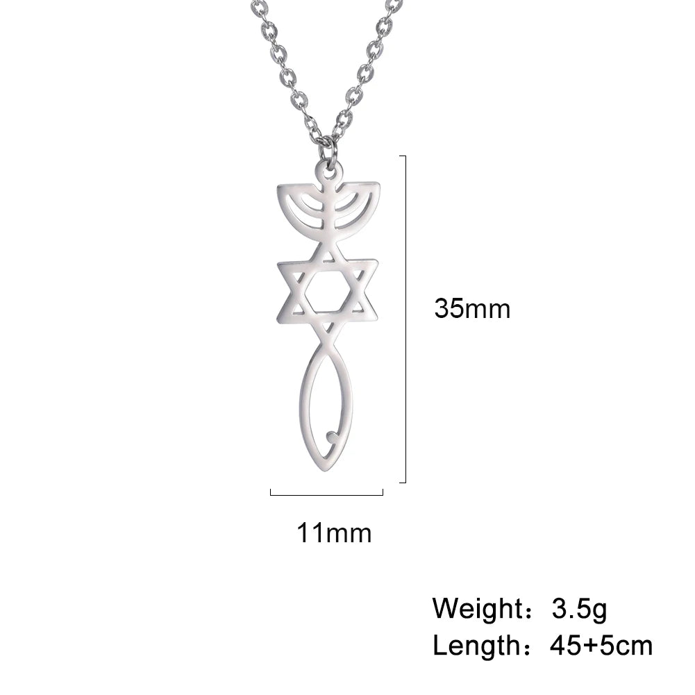 Star of David & Menorah Jewish Pendant Necklace — Stainless Steel