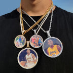 Iced Out Photo Pendant Necklace 35MM Circle