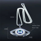 Hamsa Evil Eye Pendant Necklace — Stainless Steel