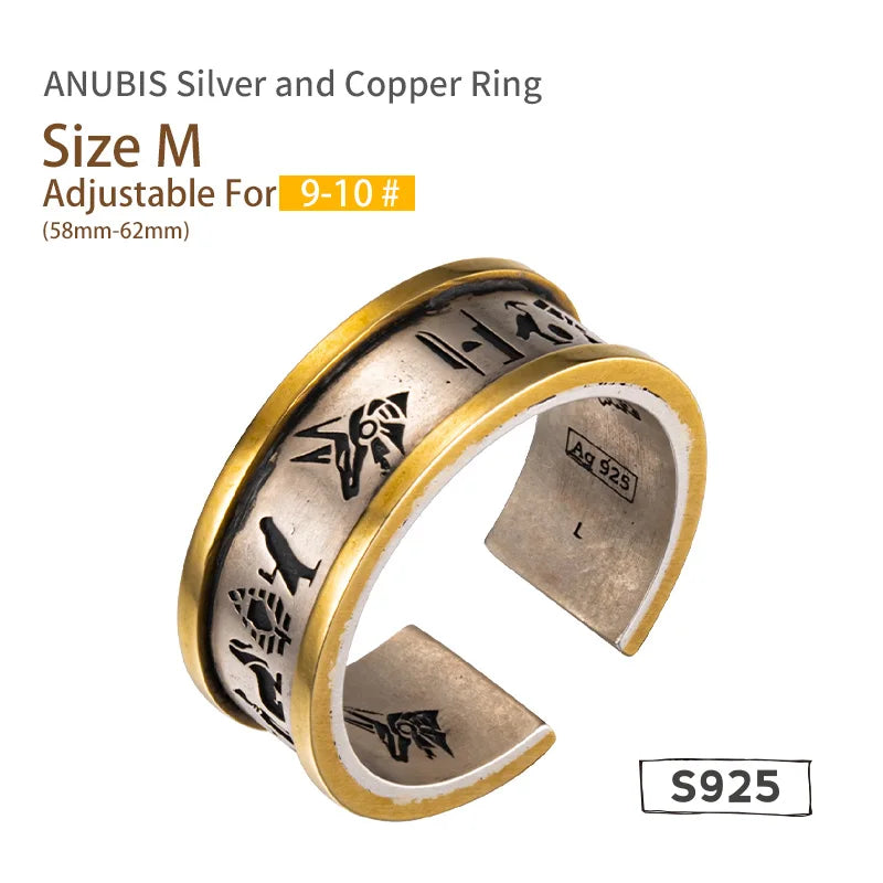 Anubis Symbol Obelisk Totem Ring for Men — Silver-Tone