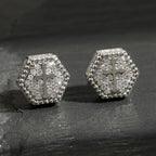 Iced Out Square Stud Earrings for Men — Gold-Tone Piercing Studs