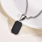 Vnox Geometric Pendant Necklaces For Boys,Stainless Steel Simple Square Dog Tag Men Necklaces,Retro Collar Jewelry Gift