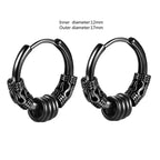 Gothic Spiked Hoop Earrings Small Textured Huggie — Two-Tone