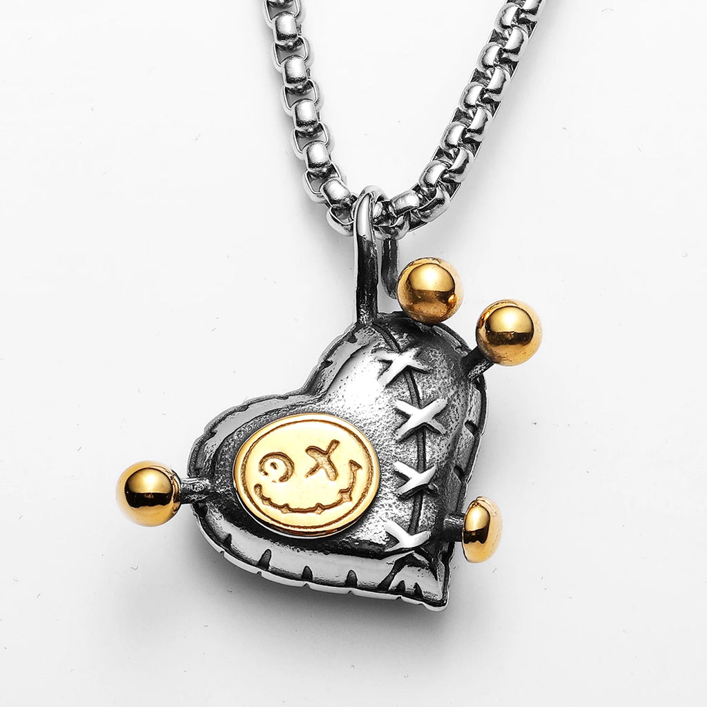 Heart Pendant Necklace Stainless Steel Gothic
