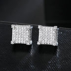 Iced Out Square Zirconia Stud Earrings for Men Women — Gold-Tone