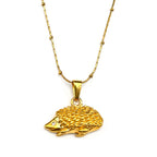Hedgehog Pendant Necklace — Gold-Tone Stainless Steel