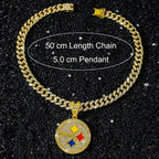 Round Disc Logo Pendant Necklace — 50cm Length