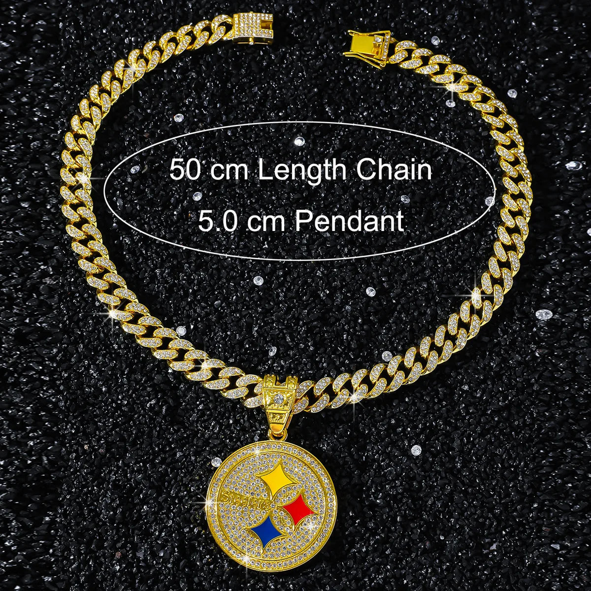 Round Disc Logo Pendant Necklace — 50cm Length