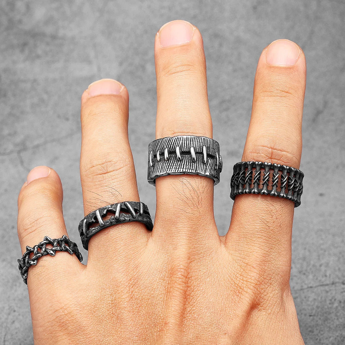 Gothic Suture Ring Stainless Steel