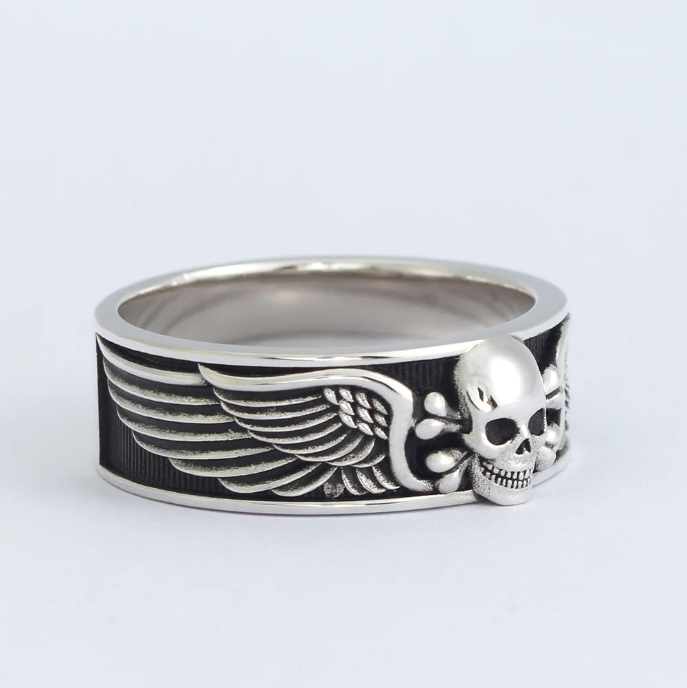 Skull Wing Ring — 925 Silver