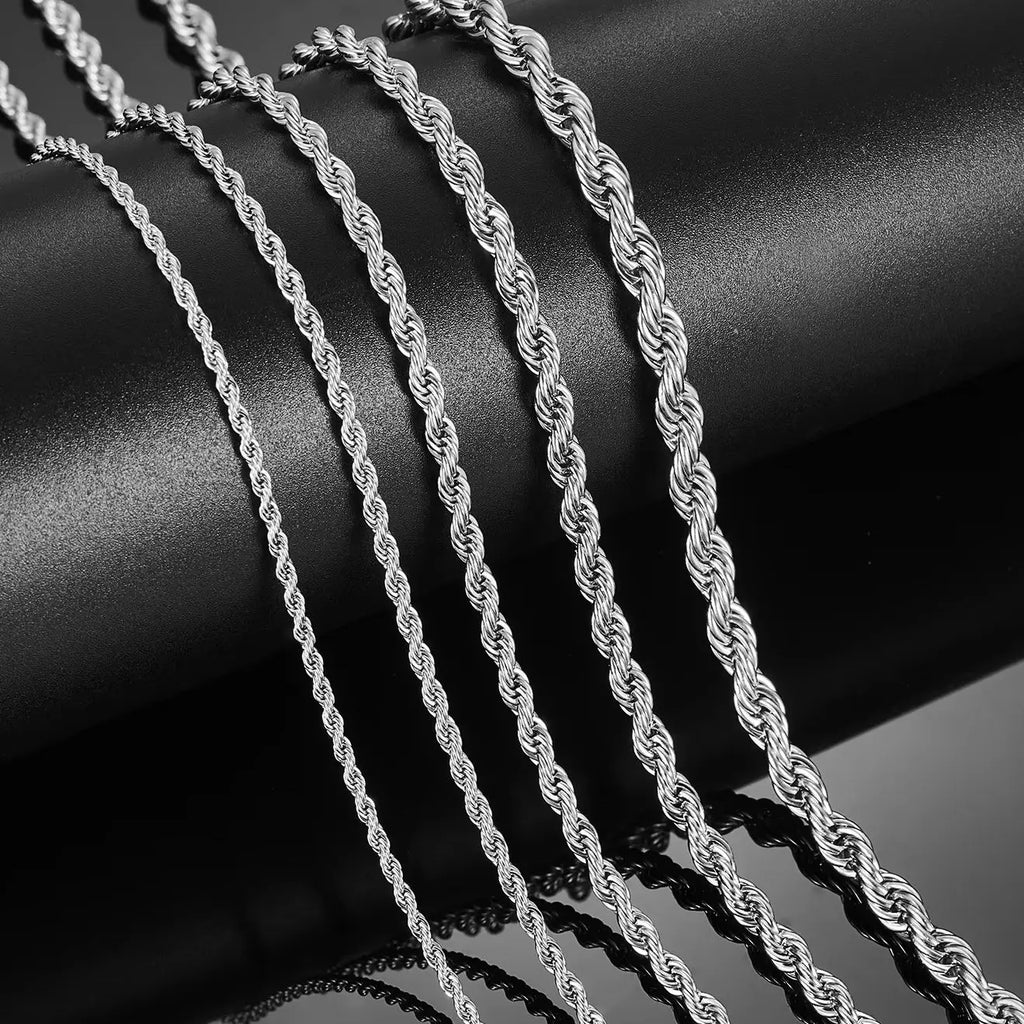 Twisted Rope Chain Necklace — Stainless Steel 6mm