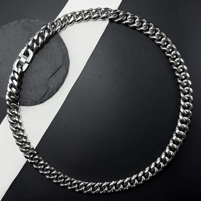 Ultra Light 14mm TA1 Bracelet for Fashion Men Anti-Allergy Titanium Curb Cuban Link Chain Necklaces Bracelets