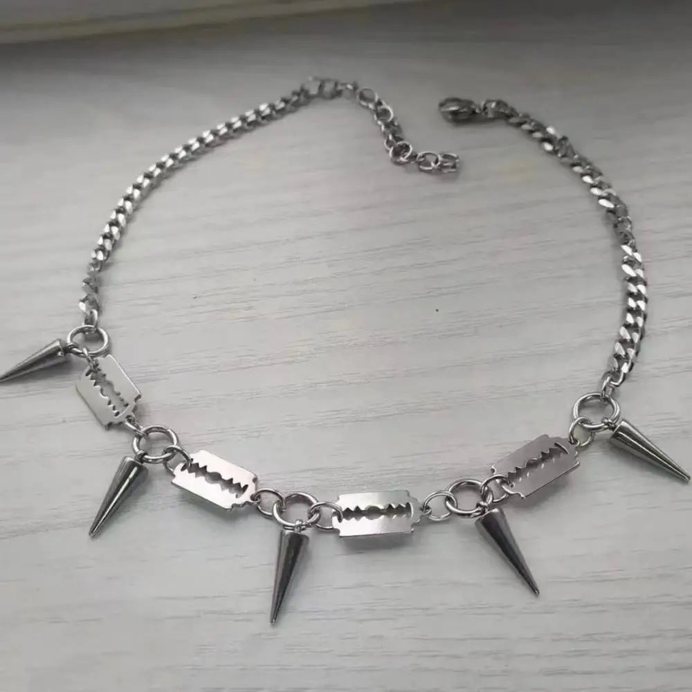 Punk Razor Spike Pendant Necklace