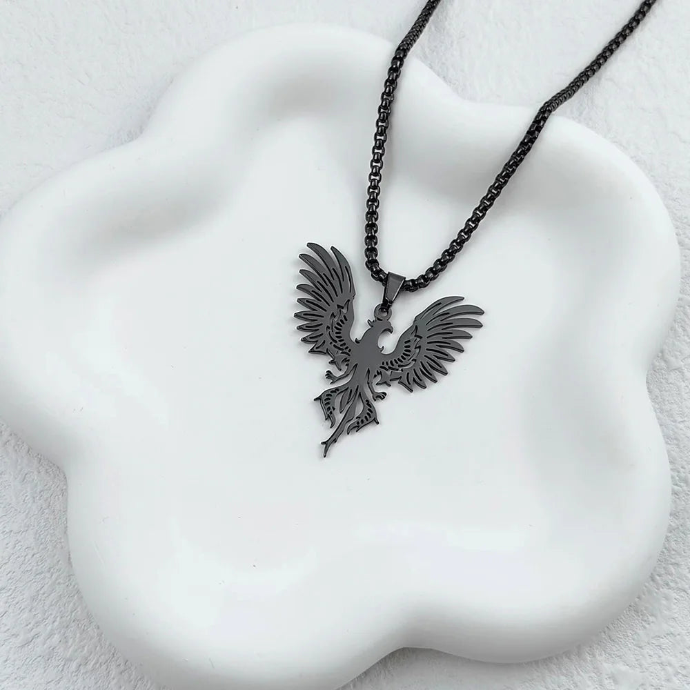 Cheap electroplated stainless steel phoenix pendant necklace, Thanksgiving, Christmas, and New Year gifts