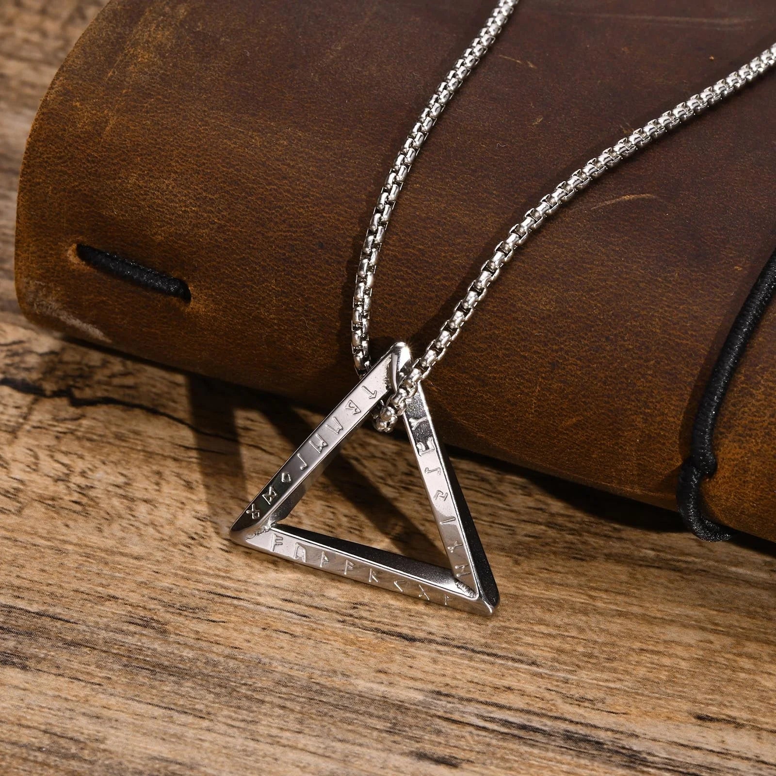 Viking Triangle Geometric Pendant — Stainless Steel
