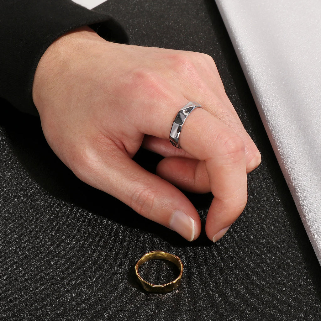 Thin Geometric Band Ring — Stainless Steel