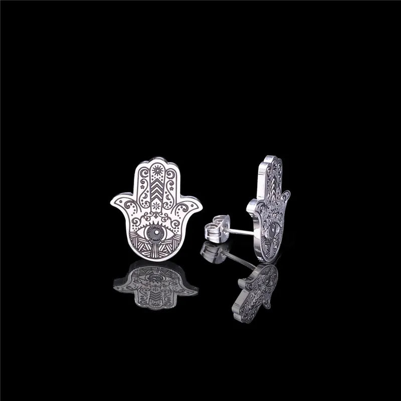 Hamsa Hand of Fatima Stainless Steel Necklaces Men Fatima´s Hand Turkish Eye Necklaces Pendants Jewelry collier homme