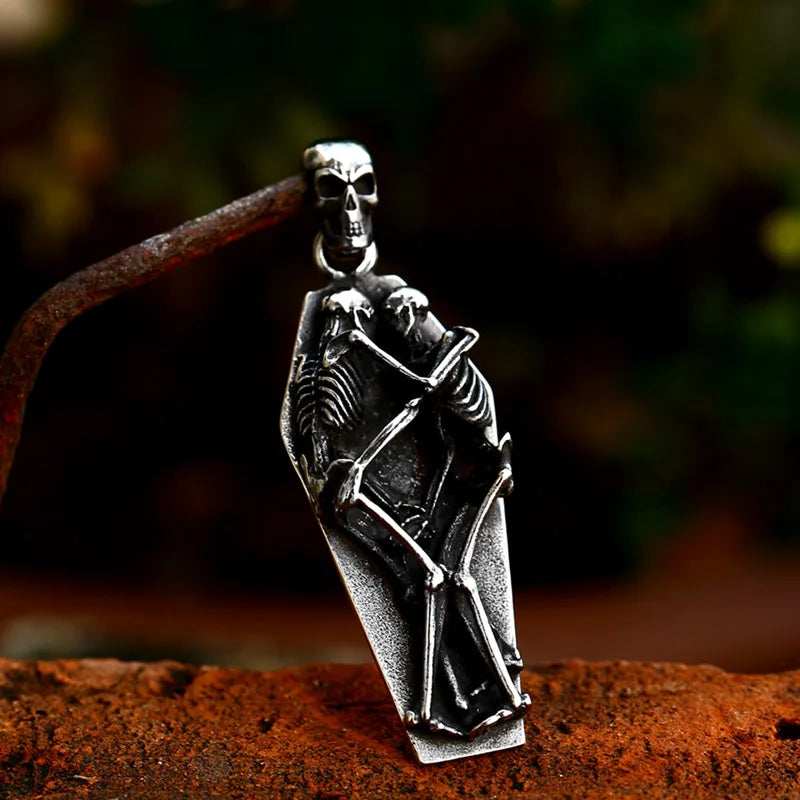 BEIER 2022 New Creative Designs Double mixed color Skull Coffin Necklace Pendant For Men Women Gothic Punk Jewelry Dropshipping
