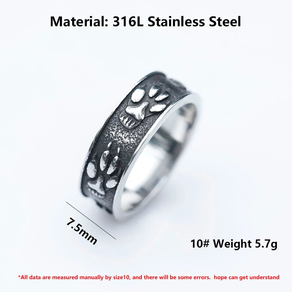 Viking Bear Paw Animal Ring — Stainless Steel