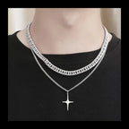Double Cuban Chain Necklace — Stainless